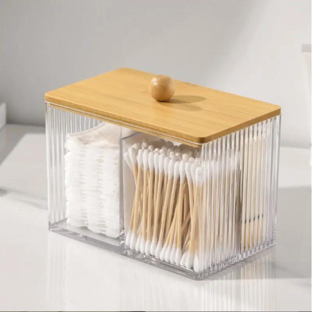 Acrylic earbud organizer with bamboo cover(Partitioned
