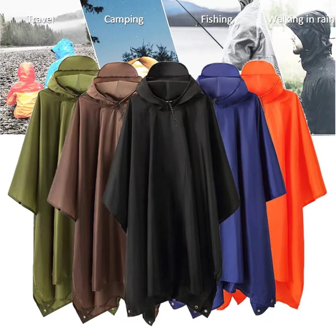 Unisex adult rain poncho with cap