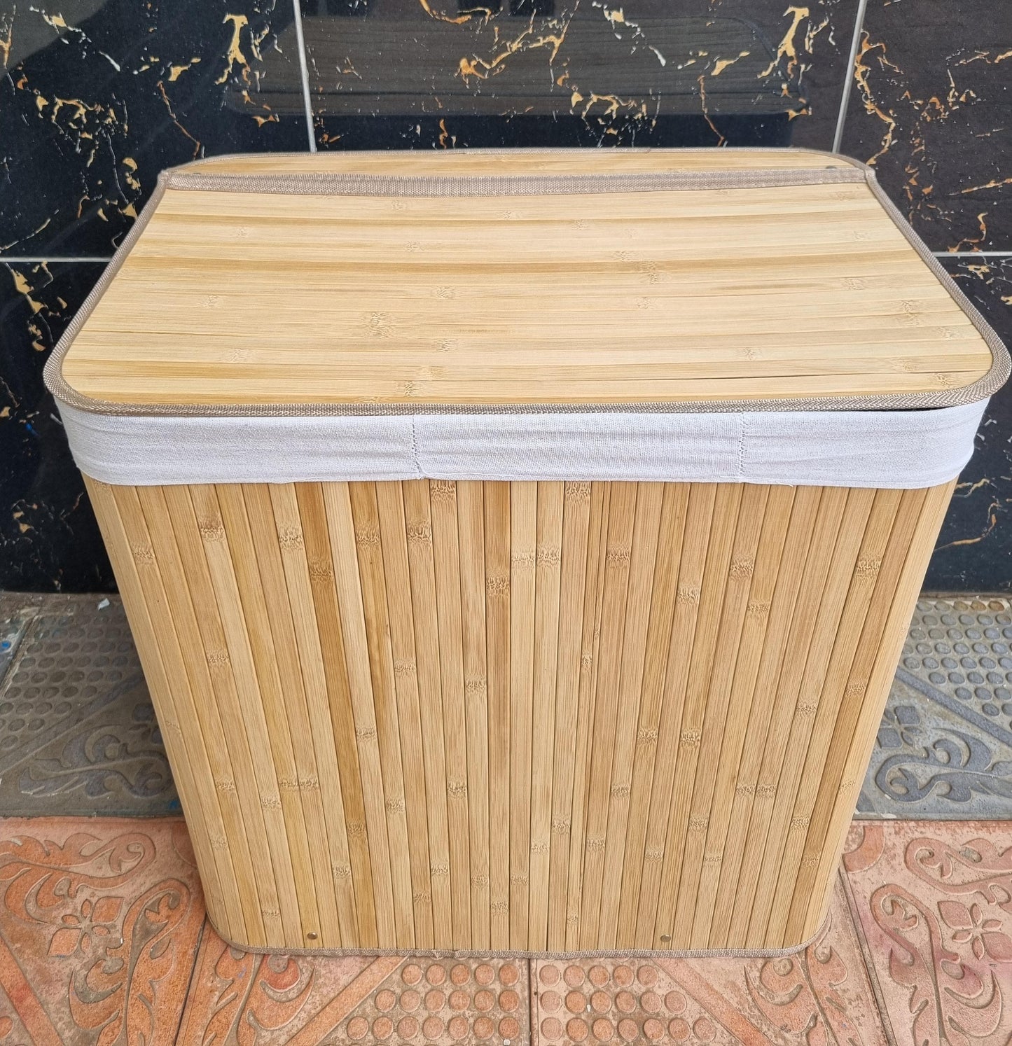 3 Grid Foldable Bamboo Laundry Basket
