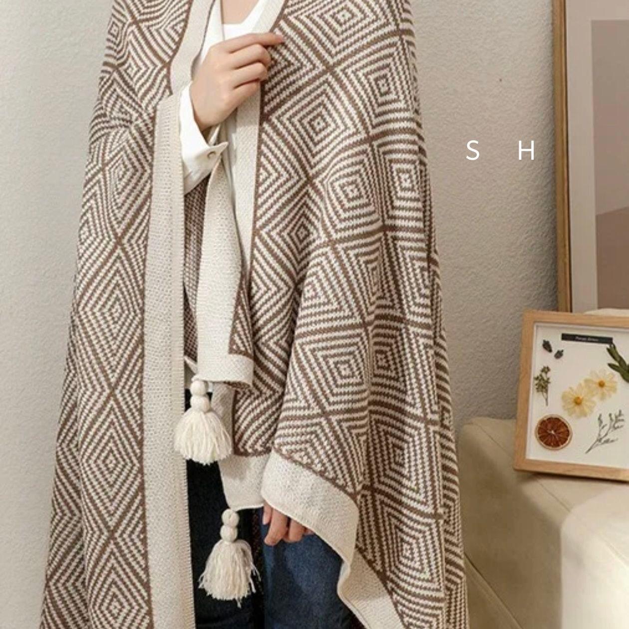 Bohemian knitted throw blankets .