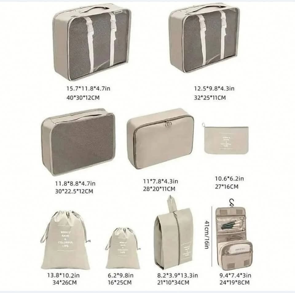 9pcs Luggage Travel Organizers For Suitcase