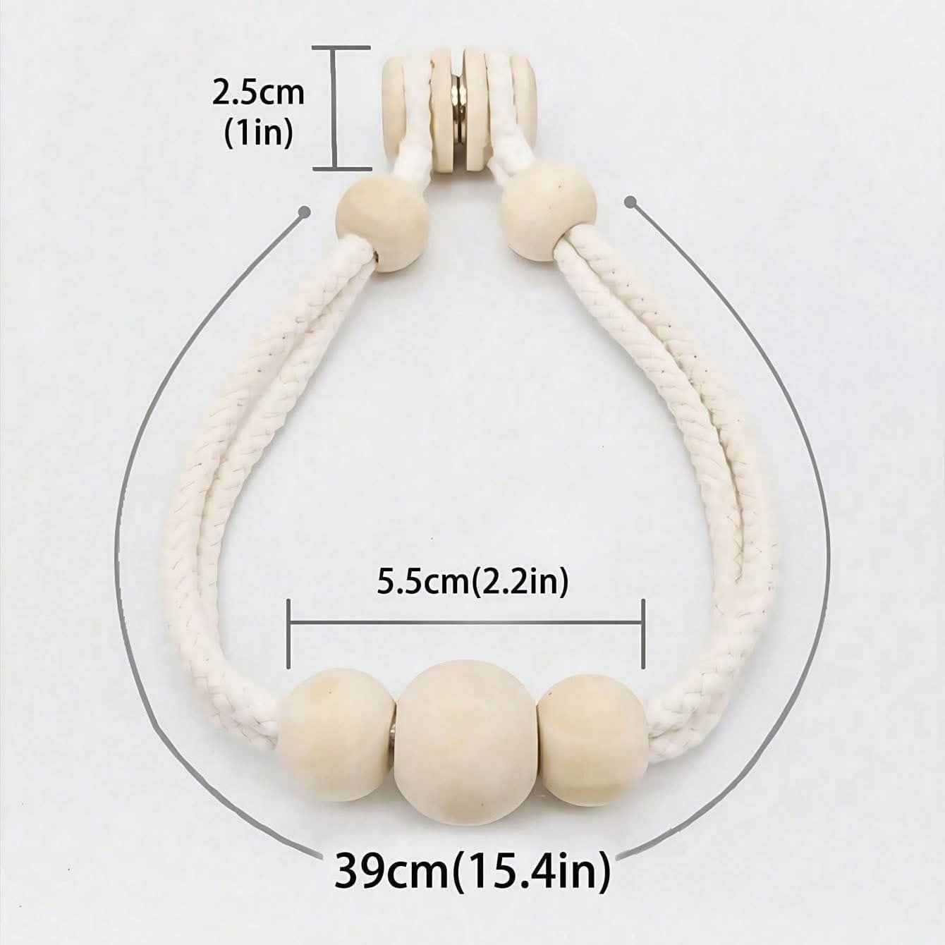 Magnetic curtain tie backs with wooden beads