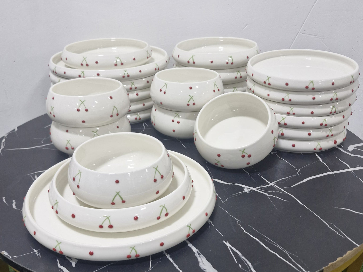 24pcs Elegant White Double glaze Ceramic Dinner set