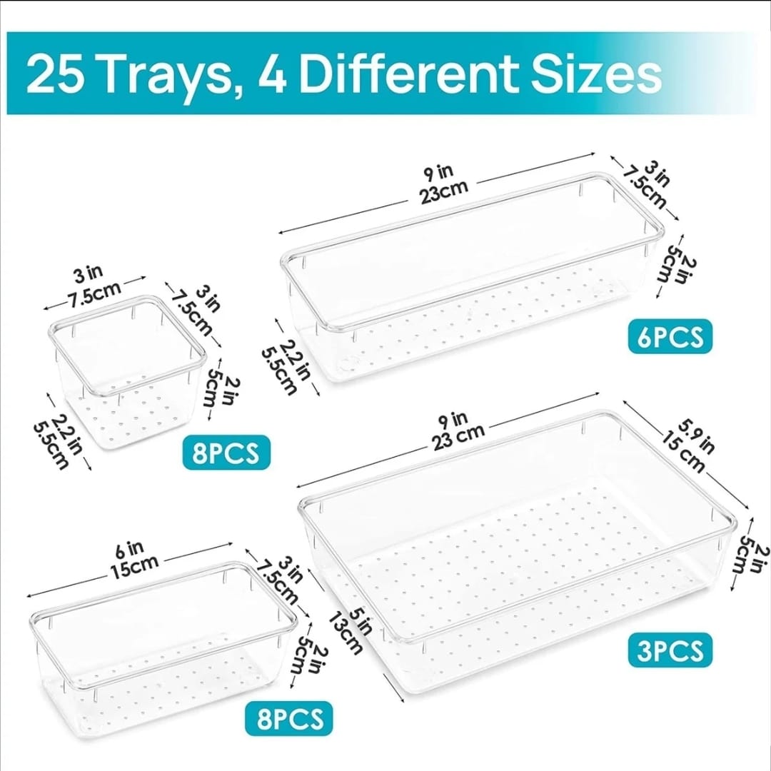 25pcs acrylic drawer organizers