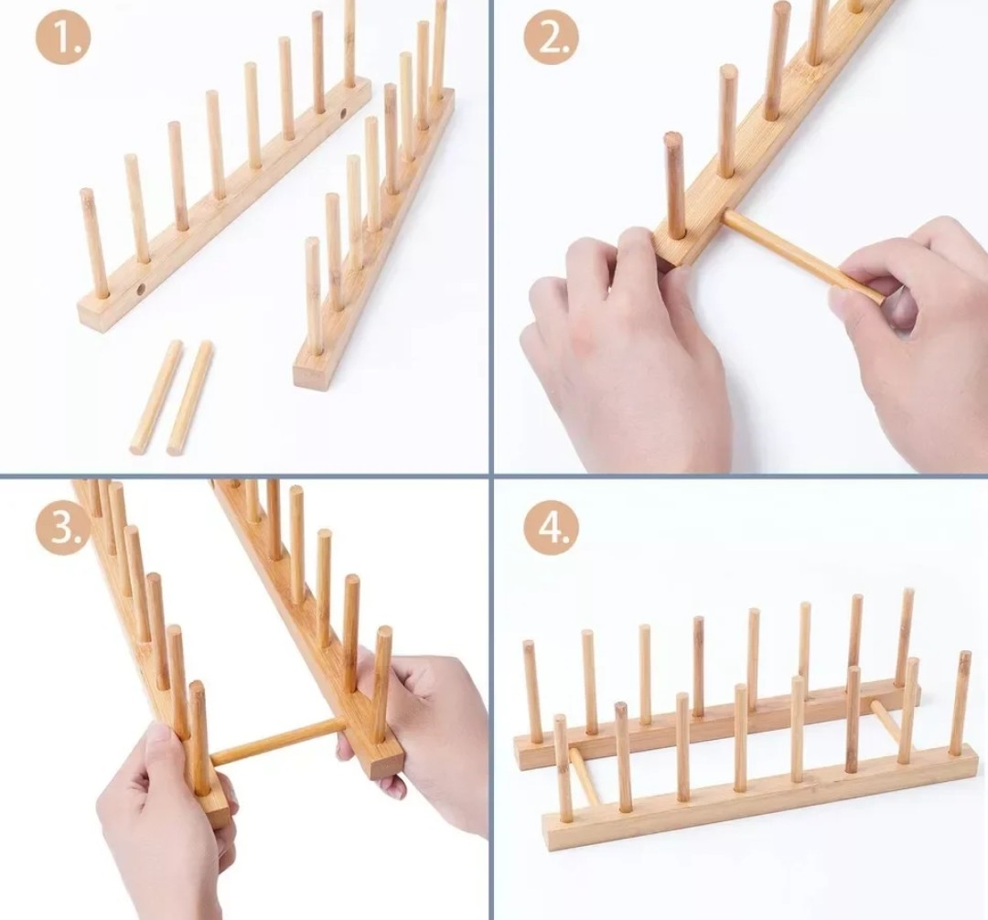 7 slot bamboo plate/pot lid/cutting board rack holder