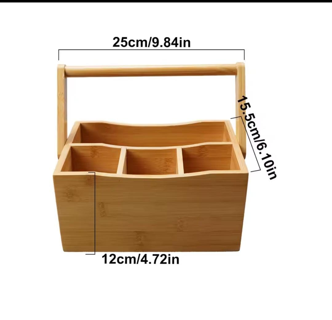 Portable countertop/kitchen cutlery organizer with handle
