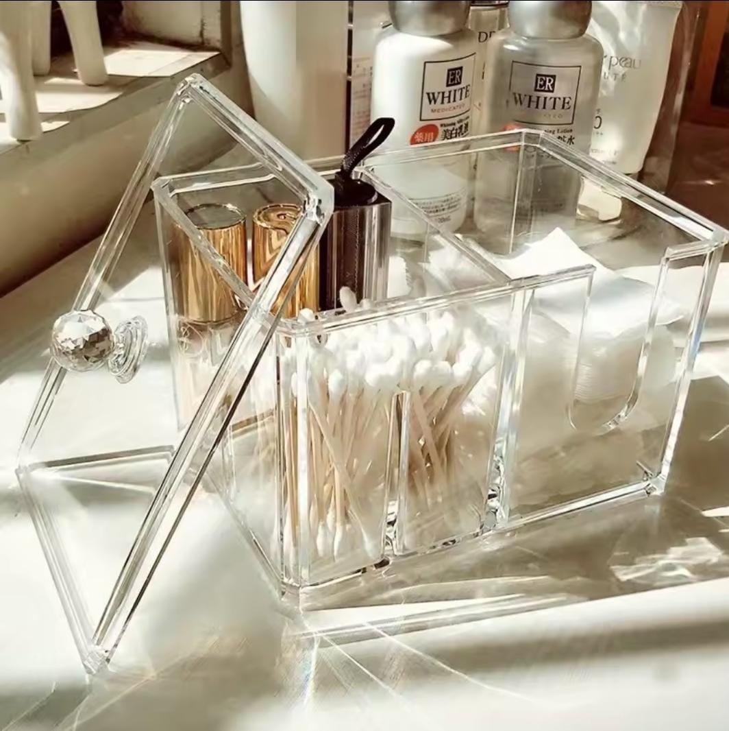 Acrylic clear partitioned swab organizer