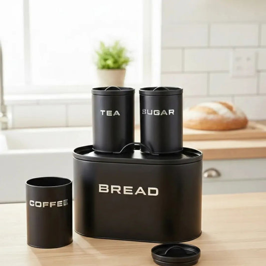 Bread Storage Bin with 3pcs Canisters 