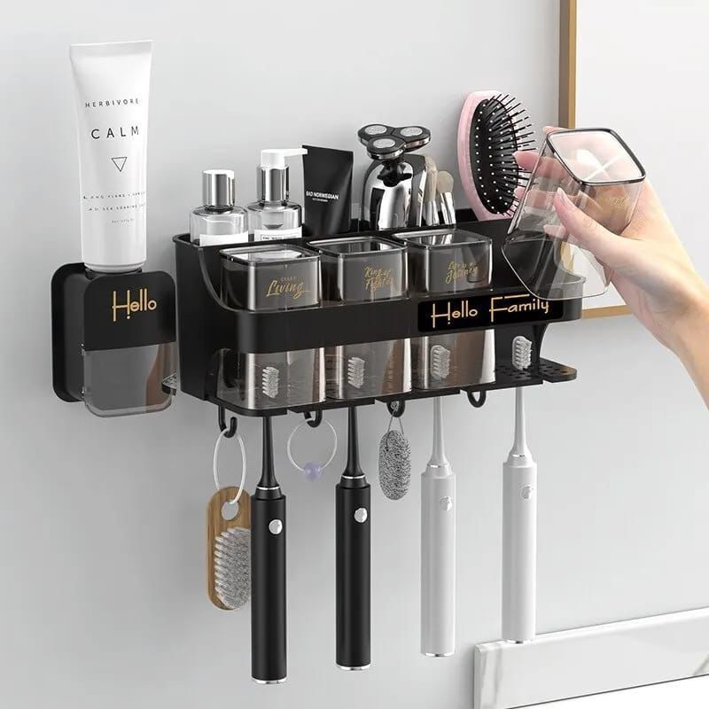 Toothbrush holder /Toothpaste dispenser with 4 cup