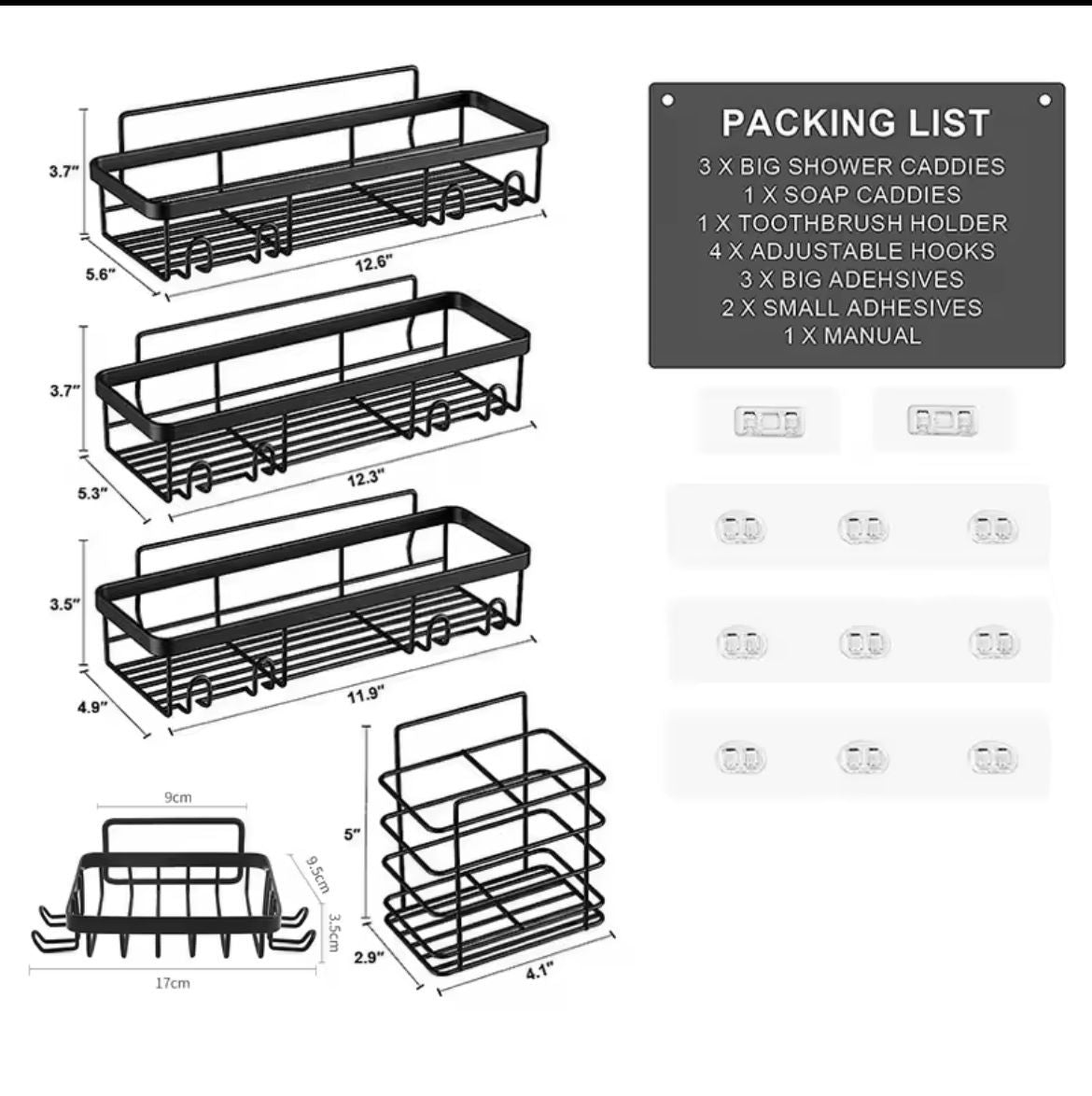 5pcs set Shower caddy shelf/Bathroom organizer