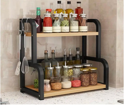 Stainless Steel Kitchen Storage Rack  with bamboo