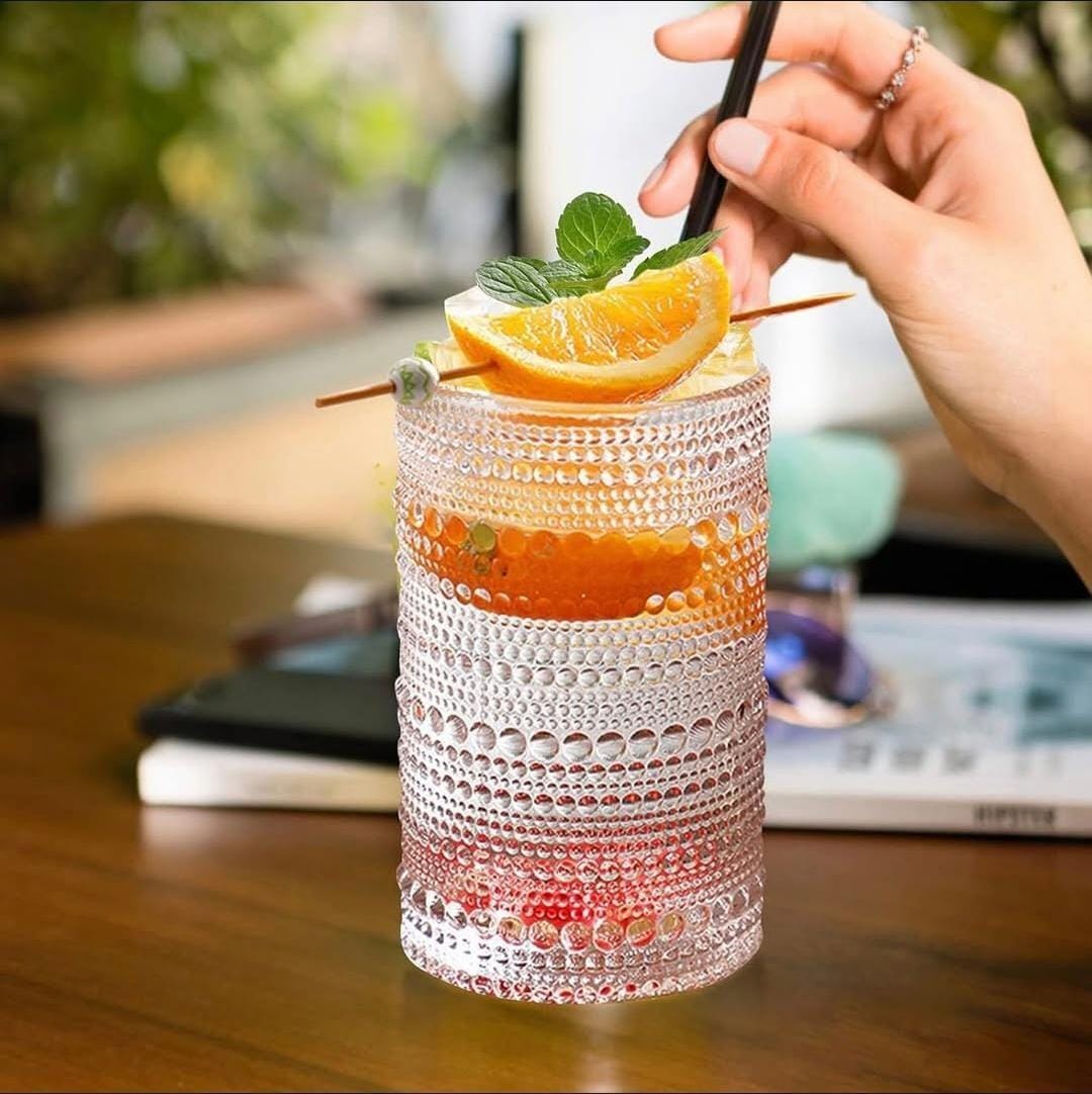 High borosilicate embossed water/juice glasses 