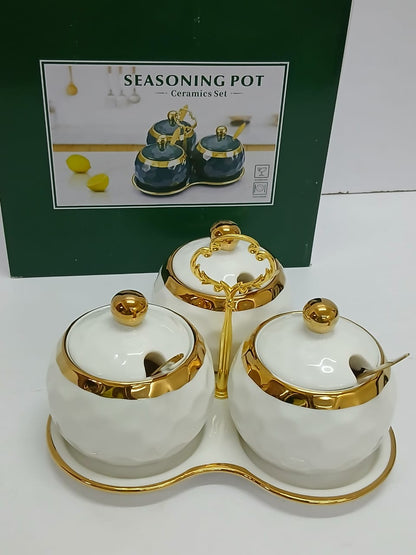 3 in1 sugar canisters with triangle shape stand