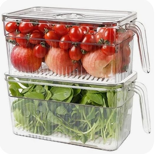 Acrylic fridge containers with handle & lid  5ltr