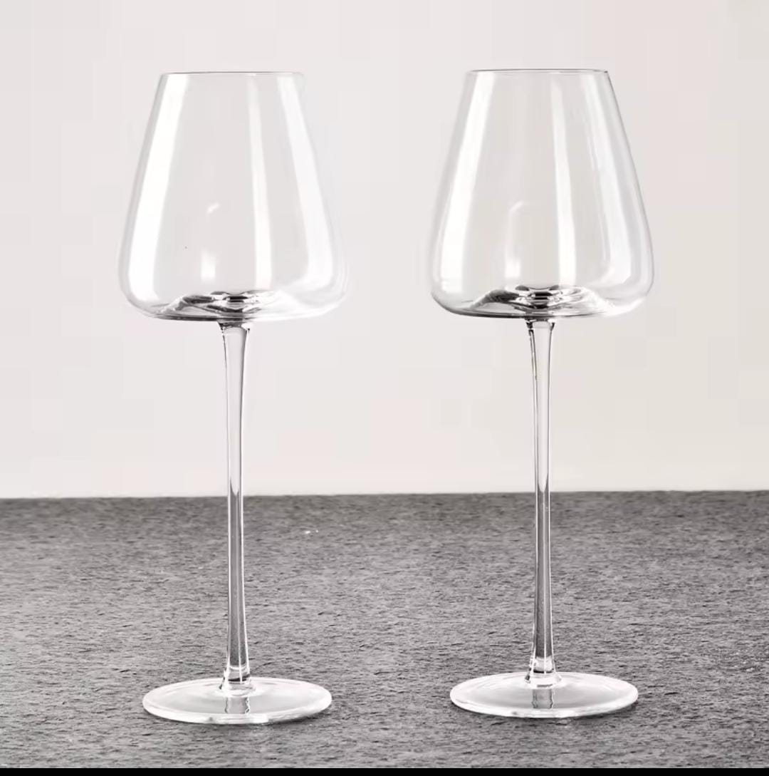 Long stem luxurious wine glasses