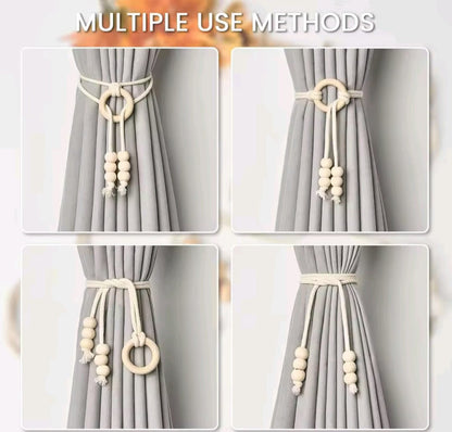 2pcs natural cotton rope curtain tiebacks boho style