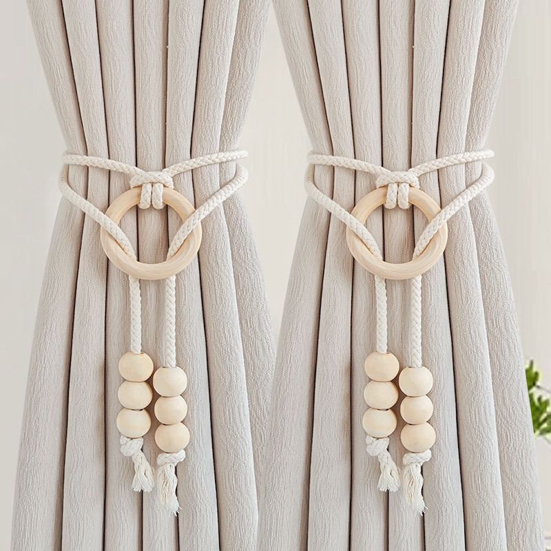 2pcs natural cotton rope curtain tiebacks boho style
