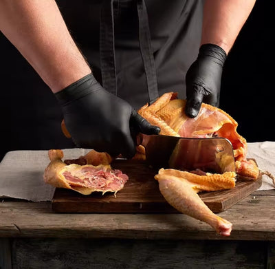 100 pieced Food grade disposable black kitchen gloves 