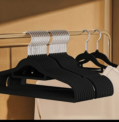 10 pcs Velvet Non-Slip Hangers with Tie Bar