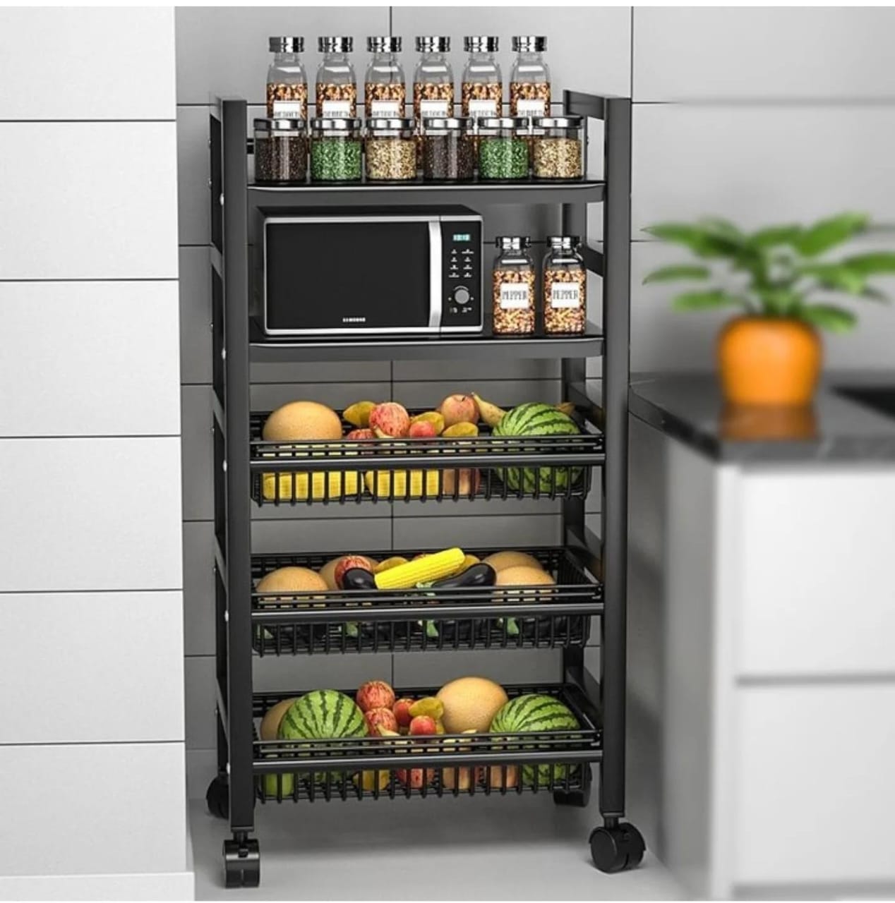 Heavy metallic Vegetable rack with movable wheels 