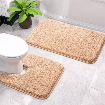 2pcs Ultra-Soft Plush Bath Mat Set