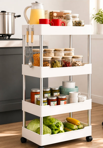 4 Tier Multipurpose Storage Rack With Wheels.