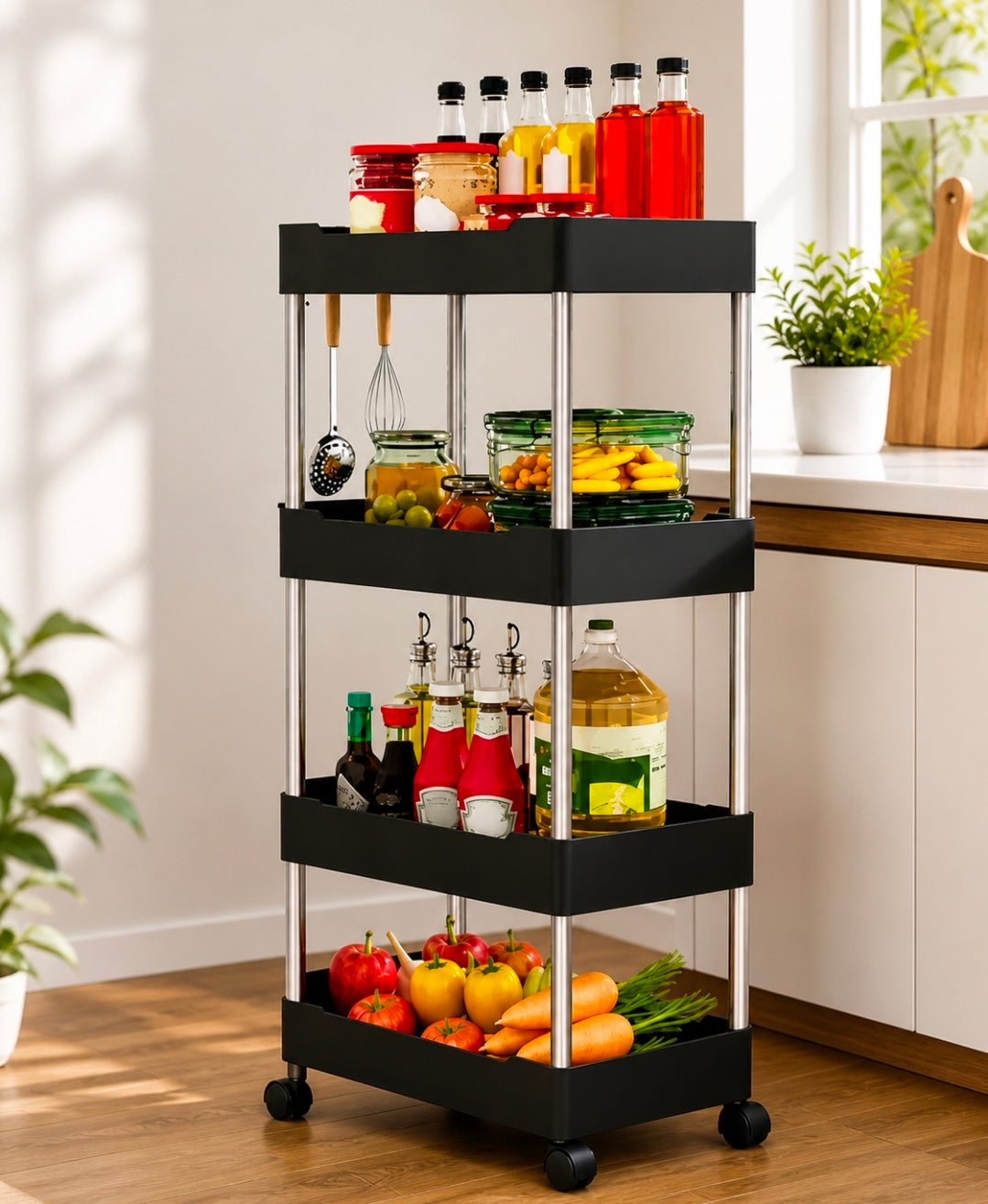 4 Tier Multipurpose Storage Rack With Wheels.