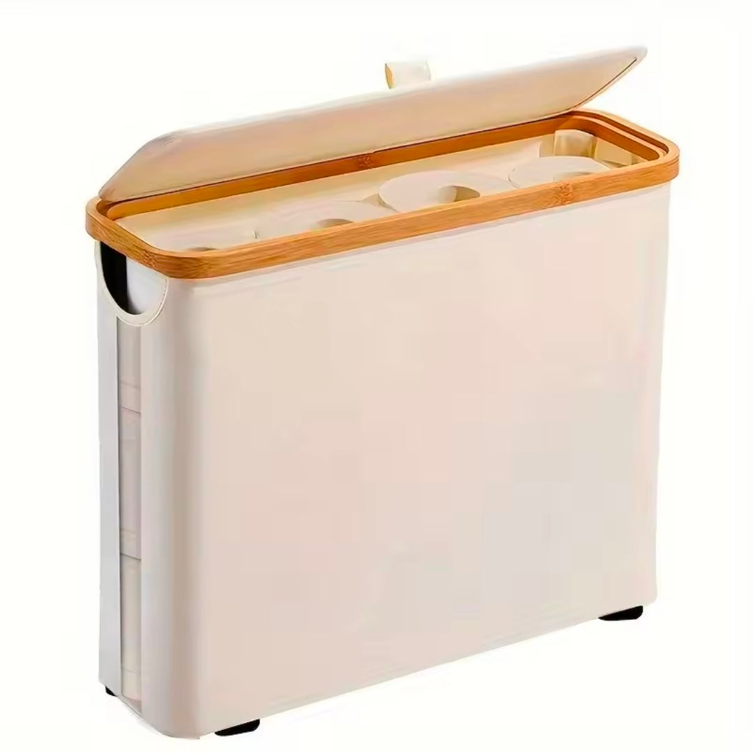 Slim Bathroom Storage Cabinet with Bamboo Lid
