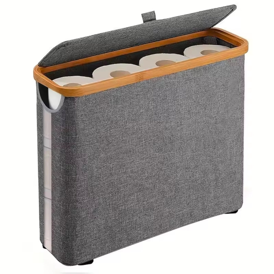 Slim Bathroom Storage Cabinet with Bamboo Lid