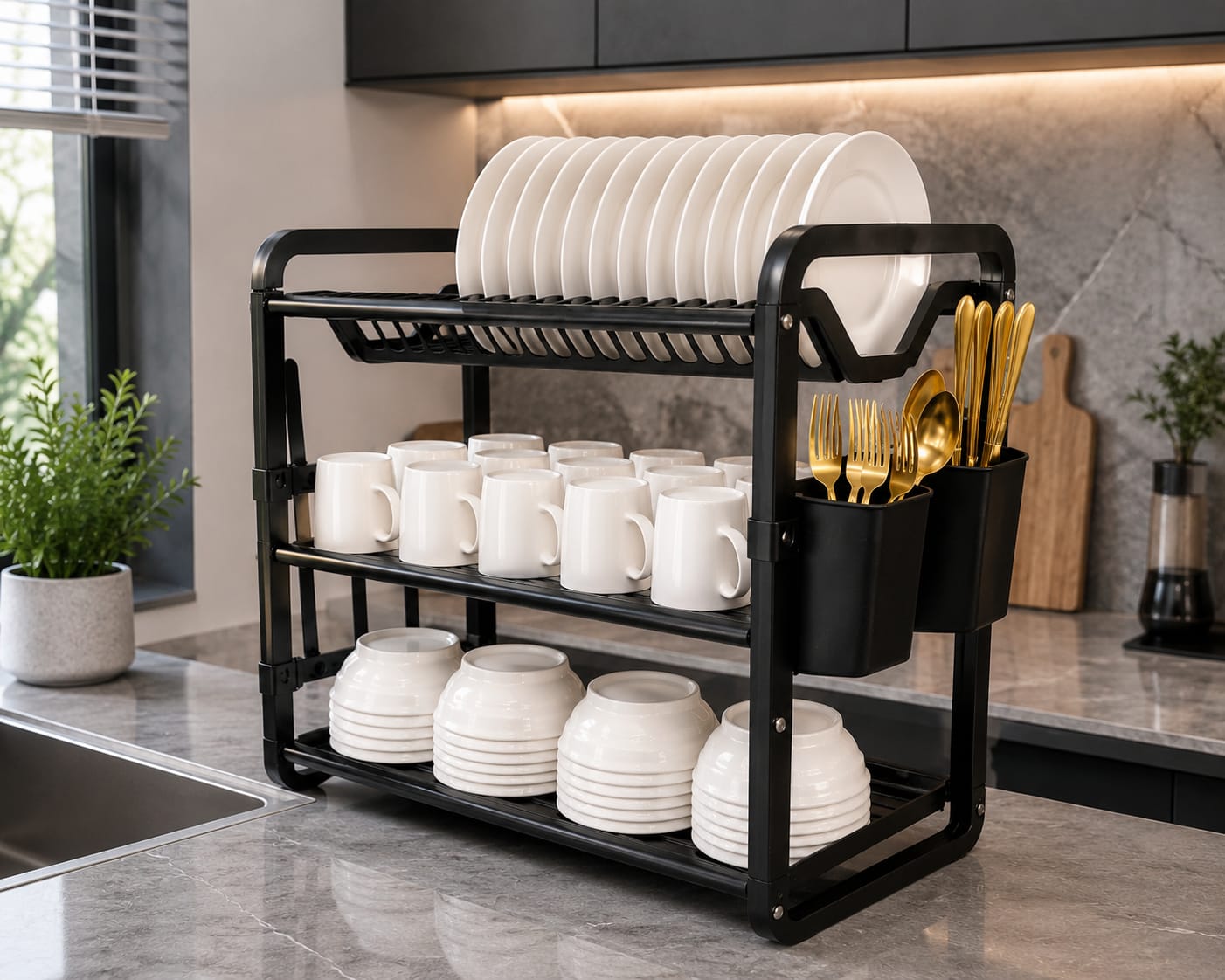 3Tier Aluminium Dish Drainer