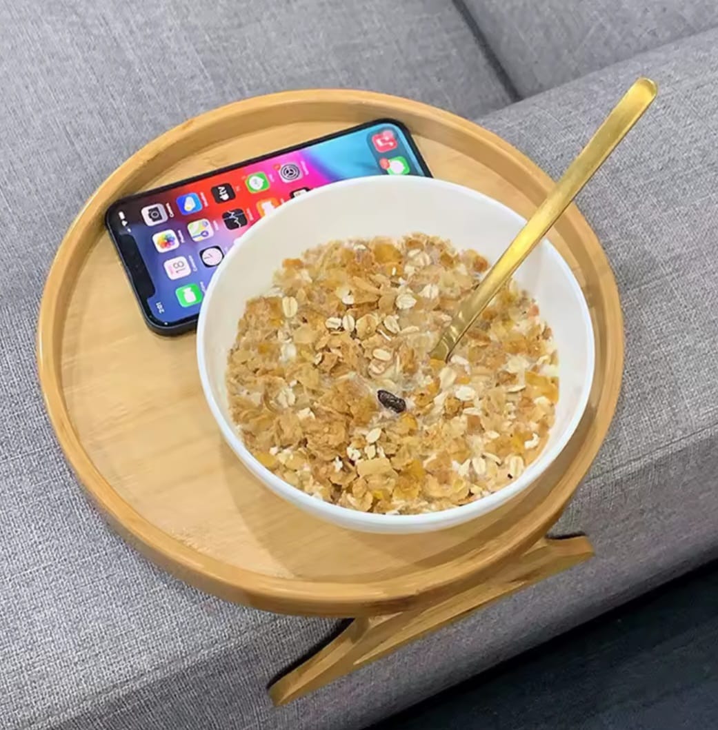 Bamboo multifunctional portable tray.