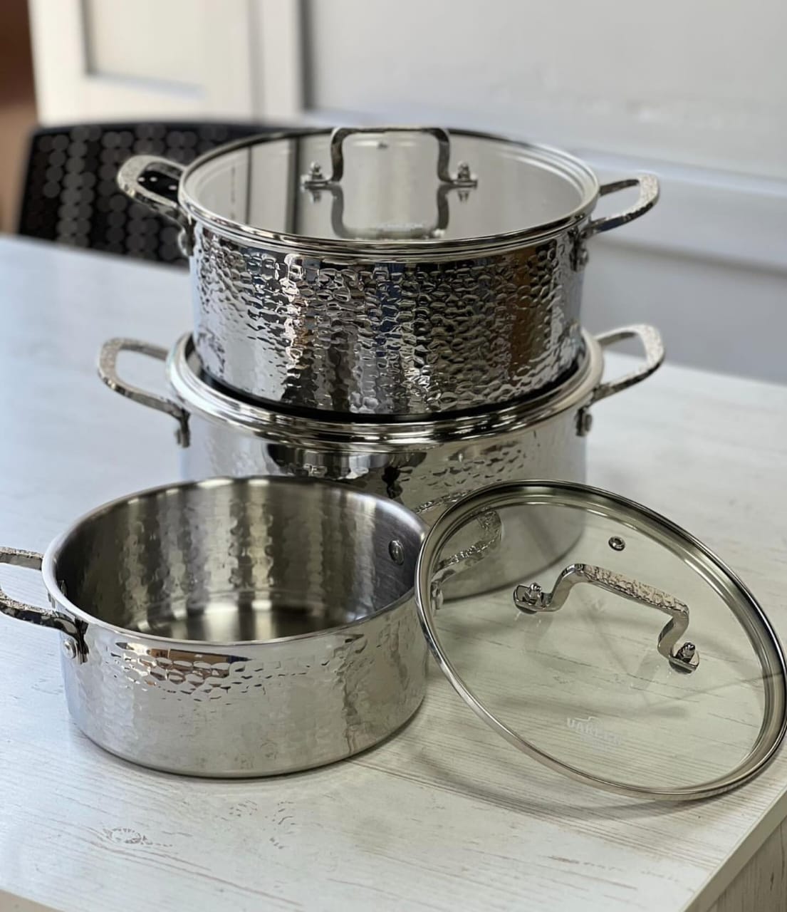 Stainless steel cookware.