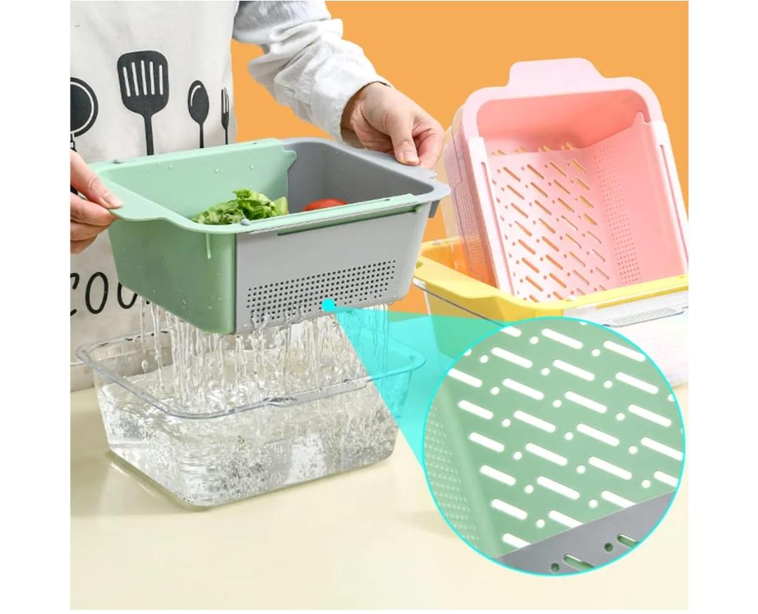 Over the sink retractable vegetable drainer