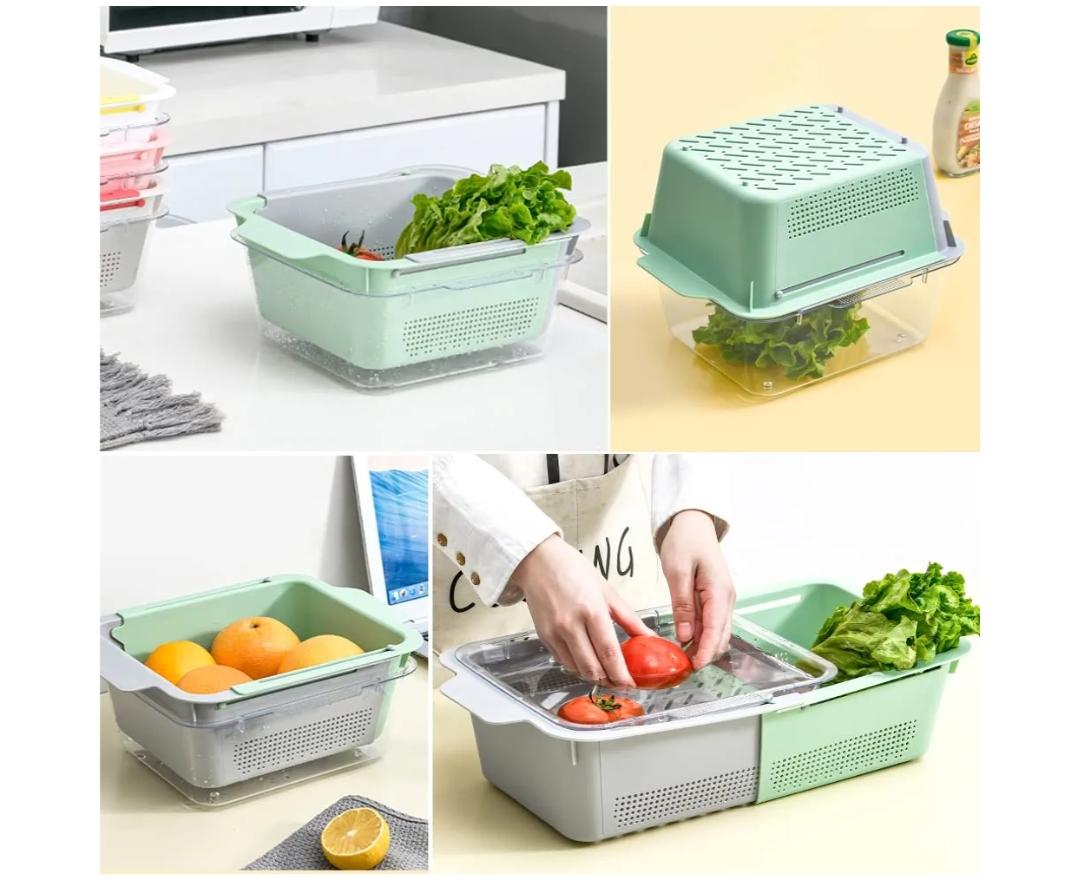 Over the sink retractable vegetable drainer