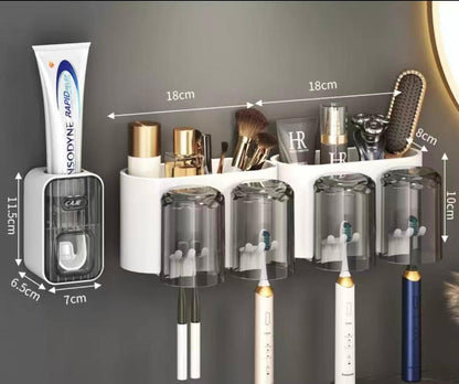 Toothbrush holder /Toothpaste dispenser with 4 cups