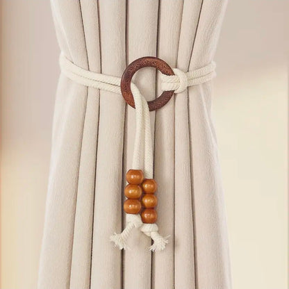 2 Pieces Vintage Natural Wood Curtain Tiebacks
