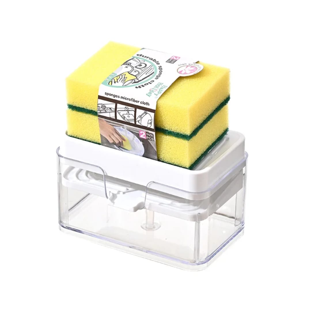 Creative kitchen sink drain soap dispenser with sponge