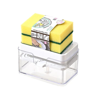 Creative kitchen sink drain soap dispenser with sponge