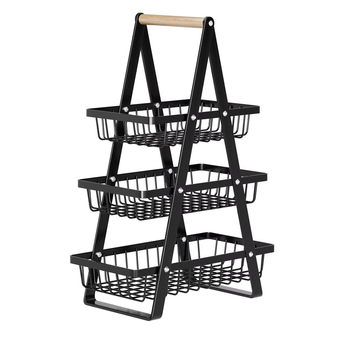 Triangular 3 layer metallic mesh fruit basket