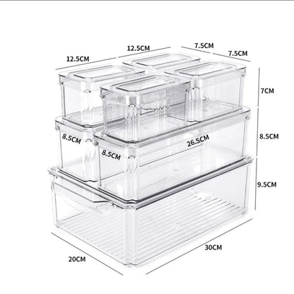 7pcs BPA-Free Stackable acrylic Fridge Organizer Bins with Lids 