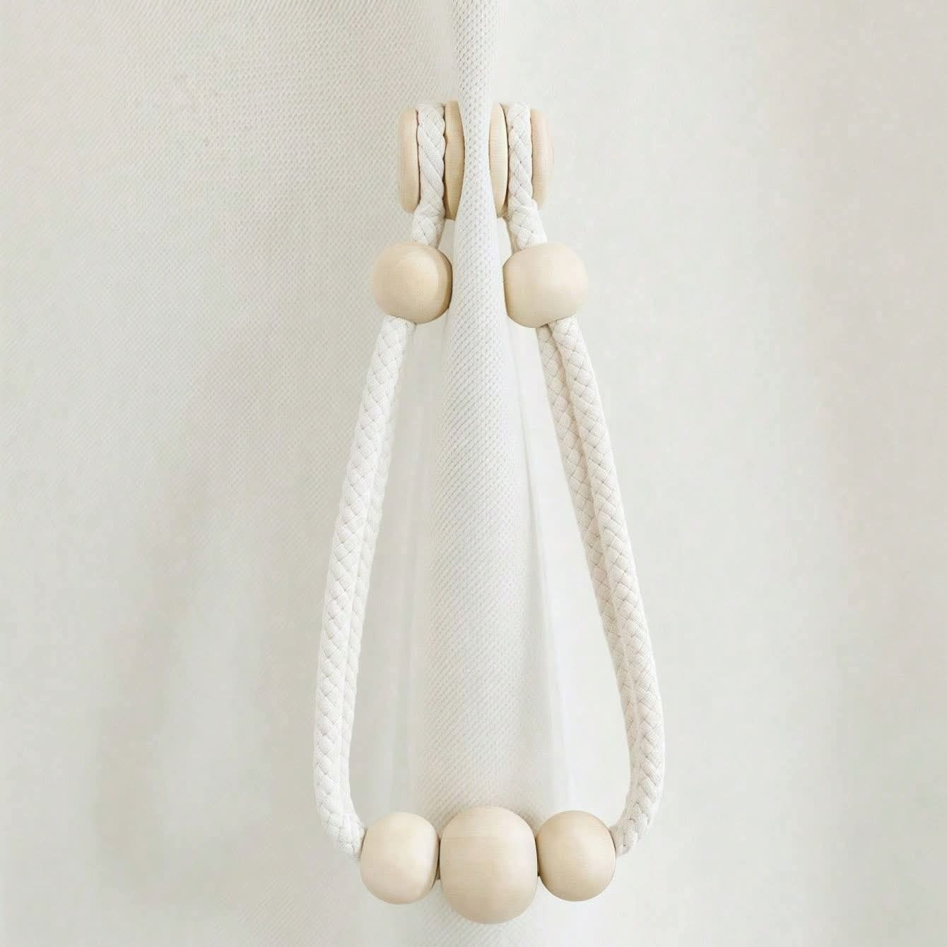 Magnetic curtain tie backs with wooden beads 