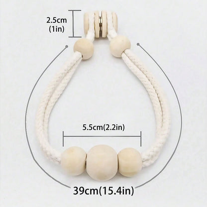 Magnetic curtain tie backs with wooden beads 