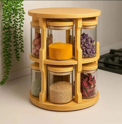 10pc  Rotating spice jars  set rack