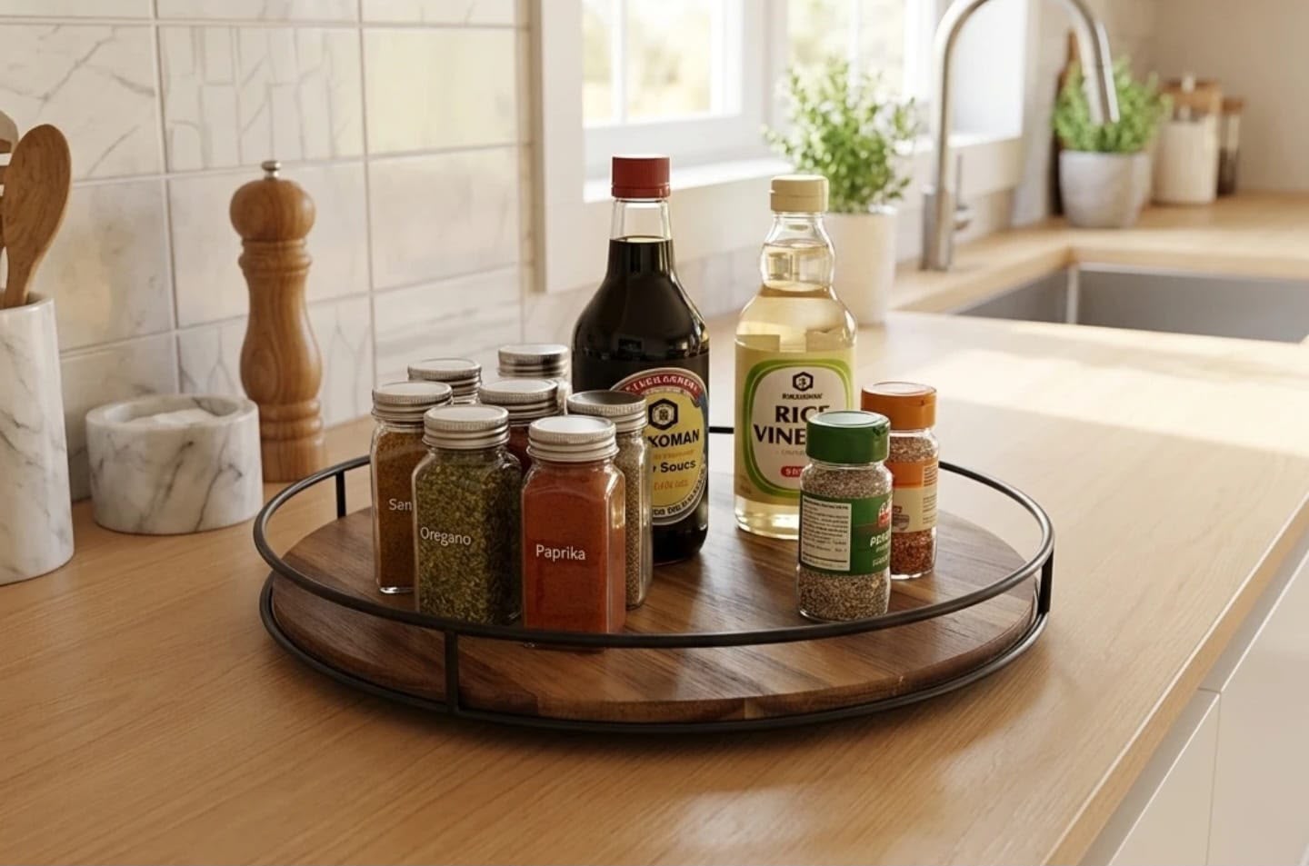 Wooden Lazy Susan Organizer