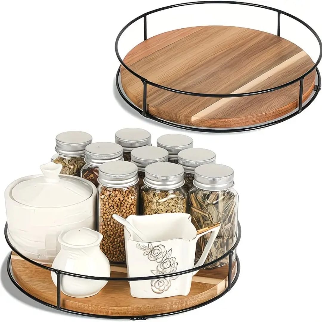 Wooden Lazy Susan Organizer