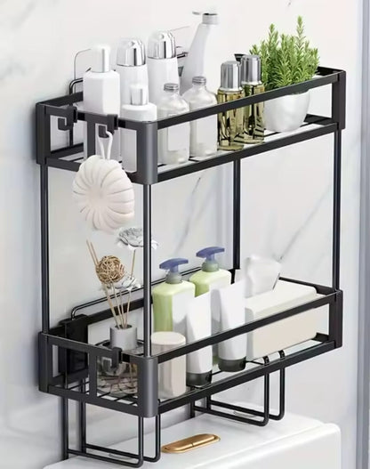 2 tier Space-Saving over the toilet Storage Rack