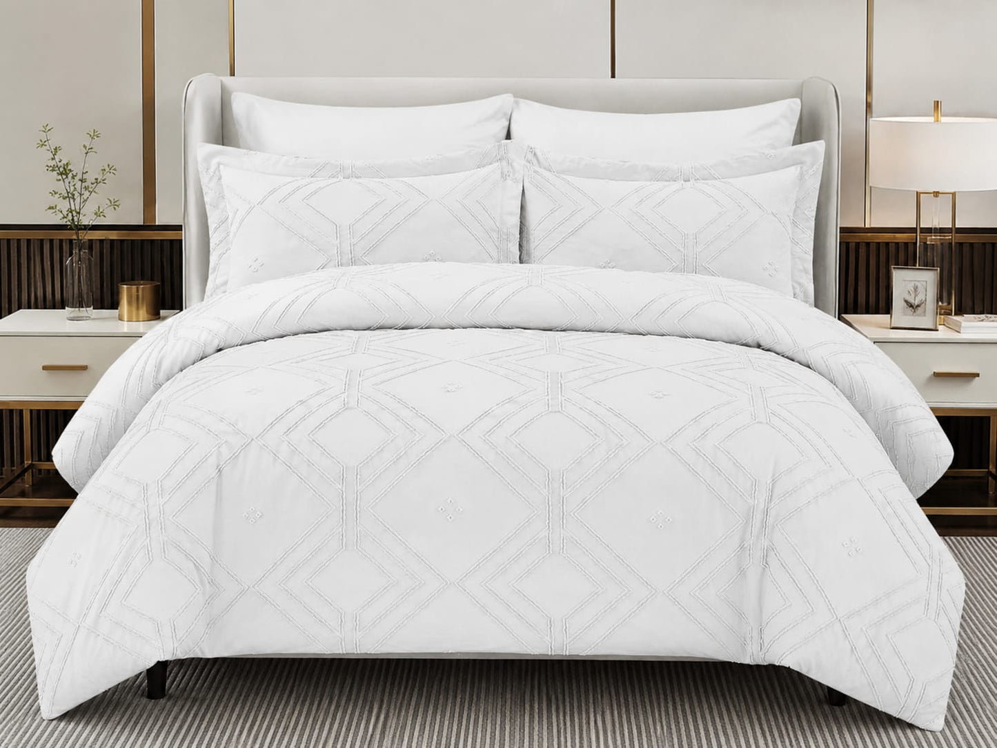 6pc tufted duvetcover, One bedsheet and four pillowcases