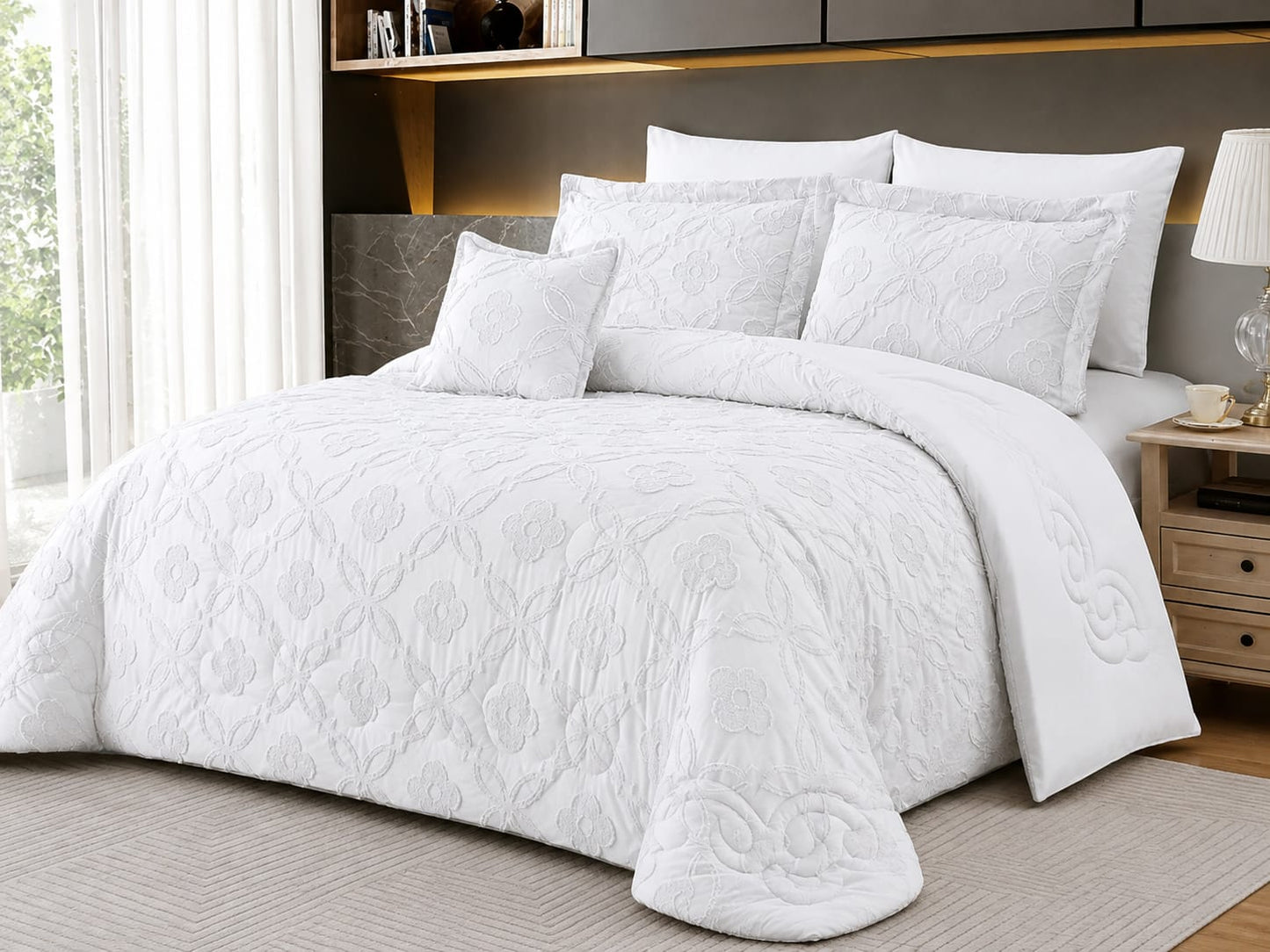 6pc tufted duvetcover, One bedsheet and four pillowcases