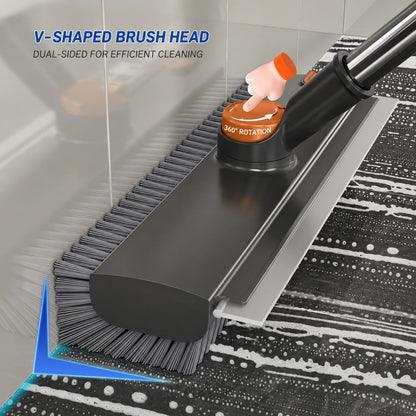 Premium Quality 3-in-1 Floor & Bathroom Cleaning Brush with Built-in Scraper/Squeegee & Clip