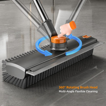 Premium Quality 3-in-1 Floor & Bathroom Cleaning Brush with Built-in Scraper/Squeegee & Clip
